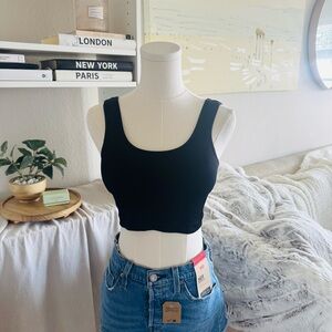 Black Ribbed Crop Top